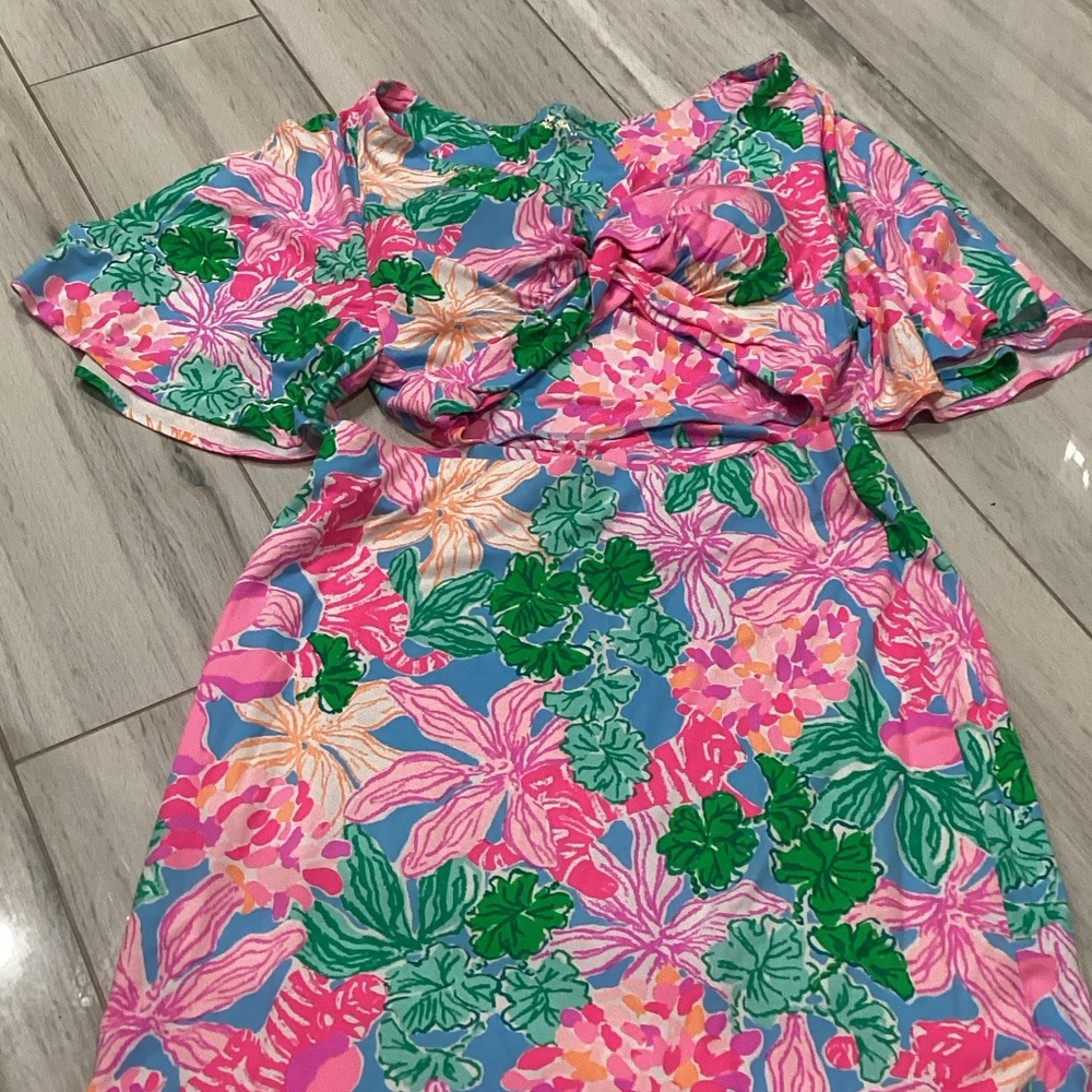 Lilly Pulitzer Pink, Green & Blue Floral Skirt Set